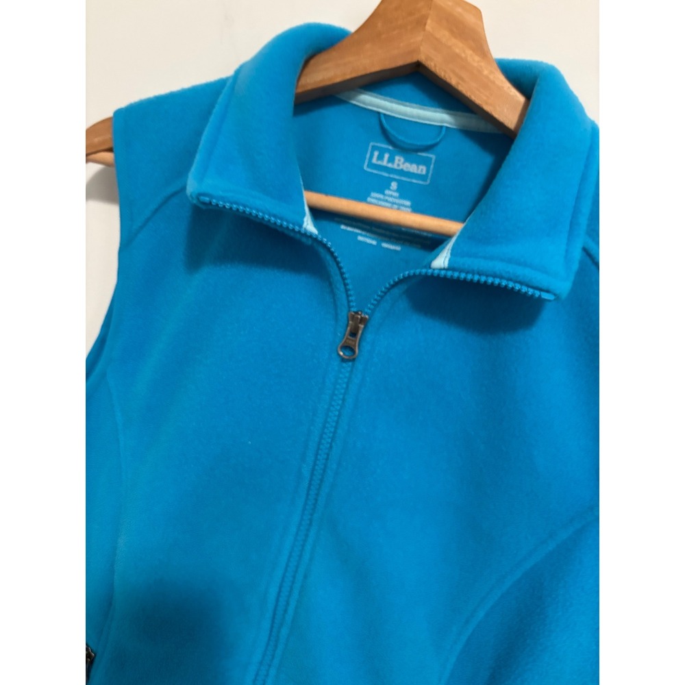 LL Bean Womens Polartec small Fleece Vest Cyan Blue Full Zip gorpcore - Picture 3 of 8